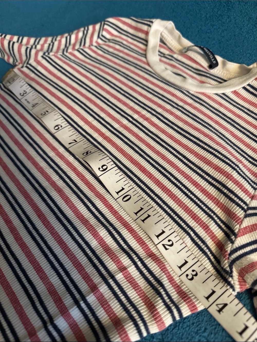 Brandy Melville Cream Top with Pink, Black & Red Stripes - Picture 3 of 7